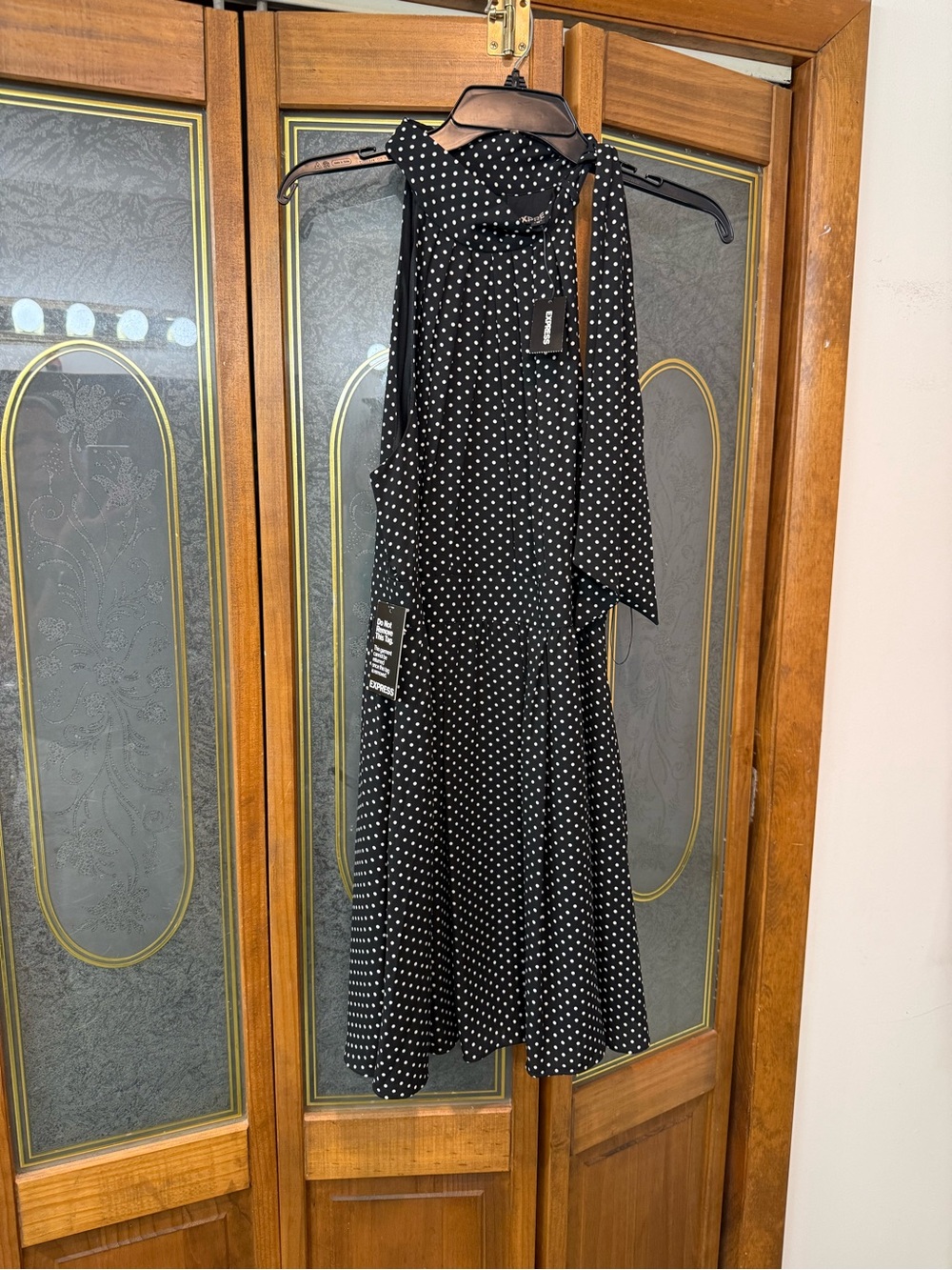 EXPRESS LADIES Halter Polka Dot Dress with side neck tie, BRAND NEW
